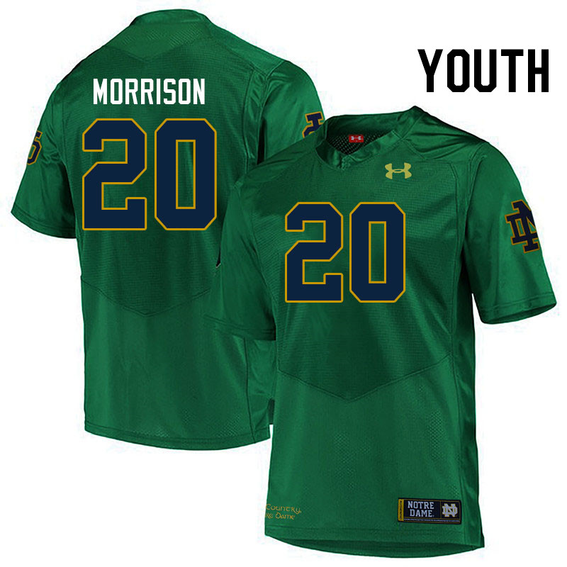Youth #20 Benjamin Morrison Notre Dame Fighting Irish College Football Jerseys Stitched-Green - Click Image to Close